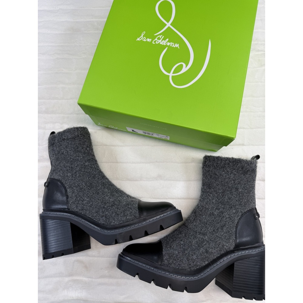 Sam Edelman Rozanna Boots Womens Size 10.5M Chunky Heel Knit Wool Blend